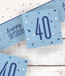 Blue Glitz 40th Birthday Party Supplies | Balloon | Decoration | Pack